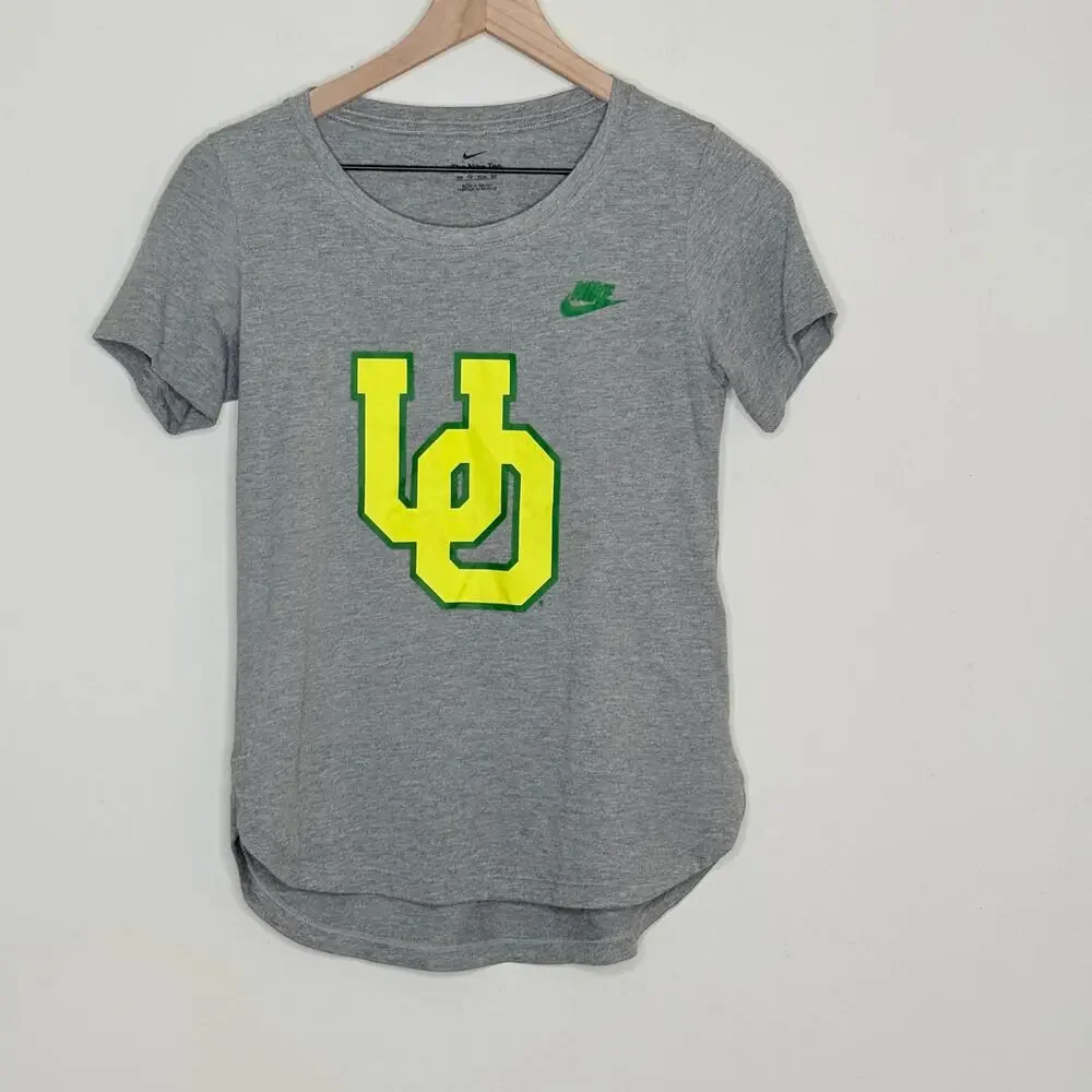 Nike Oregon Ducks‎ UO Logo T Shirt Womens XS Gray Dri Fit NCAA College Tee